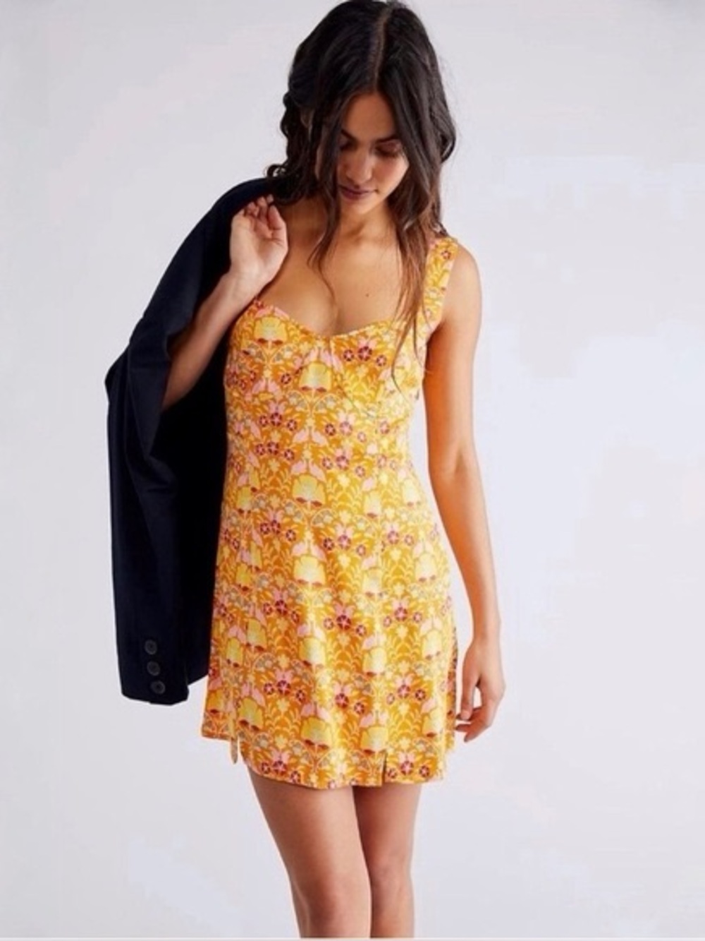 Free People Sasha Orange Floral Mini Dress
